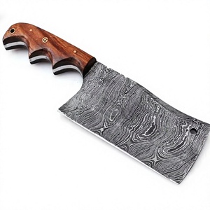 Couteau de boucher artisanal LEGACY BLADES en acier Damas, manche en bois, ambidextre, moderne, professionnel, pour hacher - Product Image 3