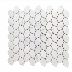 Carrara White Marble <b>Mosaic</b> Tiles 10mm Thick Modern Round for Room - Product Image 5