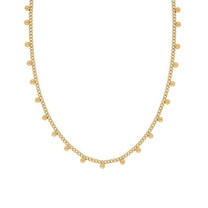 Collar de Joyería Antideslustre con Cuentas Doradas y Dijes, Cadena de Eslabones - Product Image 5