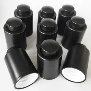 hanmo wholesale aluminum plastic press on black dropper cap with glass pipe for cosmetic bottle packaging