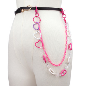 Chaîne de taille unisexe en acrylique en forme de cœur Yueli, style punk, pour usage quotidien, chaîne de corps tendance à plusieurs tours en résine lucite - Product Image 2