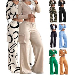 Tenues de sport de fitness pour femmes, haut à nouer, manches longues, chemise de yoga de ballet, chemisiers coquette, jambes larges - Product Image 3