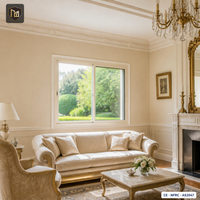 Fenêtre en aluminium JUNYAO Factory Cream Villa 2,0 mm avec verrouillage multipoints, résistante aux intempéries, insonorisée, isolation thermique, CE NFRC, extérieur, hôtel