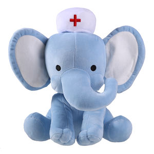 Peluche di Elefante Giocattolo, Elefante Dottore con Grandi Orecchie, Giocattoli Morbidi in Rosa, Grigio e Blu - Product Image 1