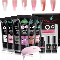 Vente chaude Ensemble de gel poly acrylique professionnel à marque privée pour débutants Extension d'ongles en gel poly Kit de gel poly avec lampe UV