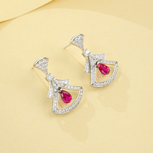 925 Silver Cultivated Ruby Dress Earrings Lab-Grown Gemstones High-End Feel Exquisite and Beautiful Birthday Gift <b>Girlfriend</b> Q - Product Image 2