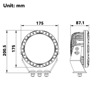 Feux de route LED ronds de 7/9 pouces, IP68 IP69K, 12V 24V, feux de travail tout-terrain 4x4, projecteurs avec couvercles noirs pour ATV, UTV, SUV, camions