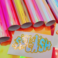 Vinilo Adhesivo Holográfico Arcoíris para Diseño de Letreros, Láminas y Rollos para Manualidades y Plotter de Corte