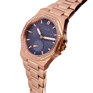 Rose Gold Fashion Watch For Man Imported Quartz Movement Business Watch Stainless Steel Custom Sport Watch