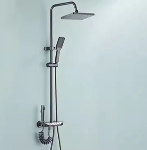 Ensemble <span class=keywords><strong>de</strong></span> douche mural <span class=keywords><strong>thermostatique</strong></span> moderne en chrome avec barre coulissante à 1 poignée, pommeau <span class=keywords><strong>de</strong></span> douche rectangulaire à jets doux/massage/pluie - Product Image 3