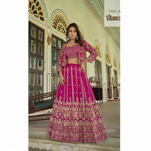 Excellent Quality Latest Designer Collection of Premium Chinnon <b>Material</b> Woman Lehenga Choli for Wedding and Party Wear - Product Image 1