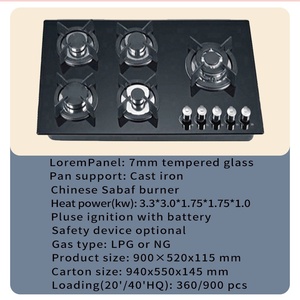 Manufacturer Hot Sale 5 Burners <b>Built</b>-<b>in</b> Tempered Glass Gas Hob with Safety Device Blue Flame Electric and Gas Cooker with <b>Oven</b> - Product Image 5
