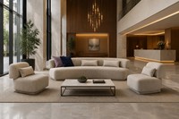 Ensemble de canapés bouclés de forme organique élégante, canapé incurvé moderne minimaliste pour hall d'hôtel haut de gamme et salon de villa de luxe