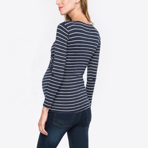 OEM logo personnalisé femmes décontracté hauts d'allaitement doux confort alimentation <span class=keywords><strong>chemise</strong></span> <span class=keywords><strong>grossesse</strong></span> à manches longues hauts maternité allaitement t-shirt - Product Image 2