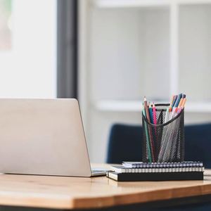Mesh Pencil Holder <b>Pen</b> Cup for Desk Round Black <b>Pen</b> Holder Desktop <b>Pen</b> Organizer 3 Compartments Pencil Organizer Desk Organizer - Product Image 5