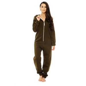 Conjunto de 2 piezas de chándal cálido de forro polar para mujer al por mayor: tops casuales de manga larga con mangas abullonadas y pantalones con cordón, estilo mono. - Product Image 4
