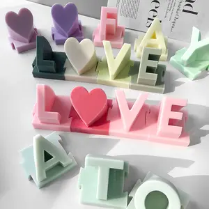 Valentinstag Geburtstags geschenk Luxus 3D große A-Z Alphabet Silikon form 26 Buchstaben Duft kerze Silikon form