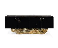 Meubles de cuisine de luxe, design simple, armoires centrales, buffets décoratifs noirs et dorés pour le salon