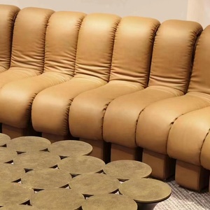 โซฟาสไตล์โมเดิร์น,โซฟาหนังทรงโค้งรูปตัวยูสำหรับห้องนั่งเล่นดีไซน์ใหม่หรูหรา - Product Image 4