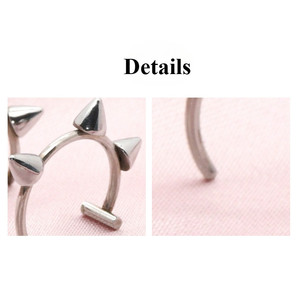 Anillo de <span class=keywords><strong>Labio</strong></span> Falso Punk Personalizado con Remaches para Mujer, Sin Perforación, Joyería de Acero Inoxidable [Gorgeousxx] - Product Image 4