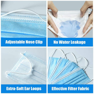 Masker sekali pakai PP bahan Polipropilena Nonwoven satu kali penggunaan penutup mulut Masker 3 lapisan Masker kualitas tinggi - Product Image 4