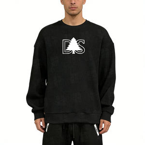 Sudadera Deportiva Premium de Algodón 100% Transpirable con Bordado 3D Personalizado, Estilo Holgado, Color Negro Vertical para Hombre - Product Image 3