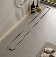 Siphon de sol rectangulaire pour salle de bain, en acier inoxydable 304 chromé, base rotative, noyau anti-corrosion, installation facile