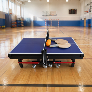 Table de ping-pong professionnelle compacte de 55 cm pour bureau, avec cadre rouge et plateau en MDF, idéale pour la réduction du stress au bureau. - Product Image 2