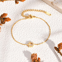 Bracelet en acier inoxydable de style tendance avec zircon en forme de tournesol plaqué or 18 carats, bijou de charme pour femmes