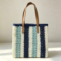 Sac à main de luxe pour femme en papier tissé artisanal, imperméable, avec deux sangles, portable, mode décontractée, sac à bandoulière, personnalisable en usine