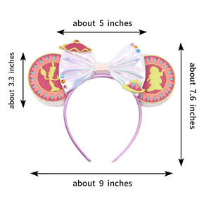 عصابة رأس على شكل آذان ميكي ماوس بأسلوب أوروبي-أمريكي للحفلات، مع زهرة حمراء وفيونكة ترتر، إكسسوار شعر للجنسين - Product Image 6
