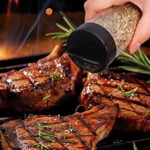 Envase de Plástico PET Transparente para Condimento de Sal Marina de Grado Alimenticio, con Tapa Abatible Negra Tipo Mariposa, 350 ml - Product Image 2