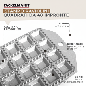 Stampo Ravioli quadrato con 48 impressioni Pasta utensili per Ravioli dalla forma perfetta - Product Image 1
