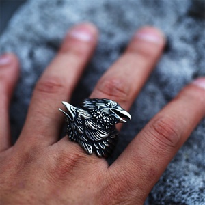 New Arrival Nordic Death Messenger <b>Ring</b> Jewelry Stainless Steel Casting Crow <b>Rings</b> <b>Men</b> - Product Image 1