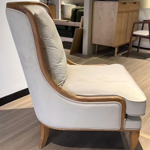 <span class=keywords><strong>Fauteuil</strong></span> moderne en bois massif à dossier <span class=keywords><strong>haut</strong></span> avec revêtement en velours gris clair, chaise ergonomique haute pour la lecture, idéale pour le bureau à domicile et le salon - Product Image 5