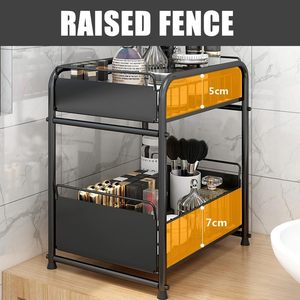 Étagère de rangement coulissante pour cuisine, organisateur sous évier à 2 niveaux pour produits de nettoyage, épices et articles essentiels de salle de bain - Product Image 4