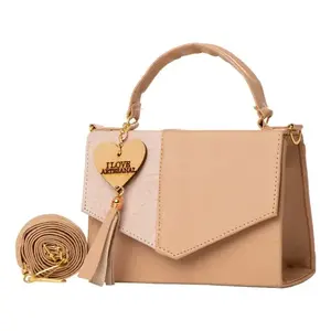 Bolso Bandolera Fana Rafaela de PU con Cierre de Cremallera, Dos Asas, Diseño Color Block y Decoración de Borlas, Moderno para Uso Diario - Product Image 1