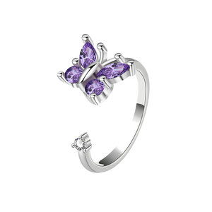 Anillo giratorio de circonita con diseño de mariposa, novedad para comercio exterior transfronterizo en AliExpress y Wish, fabricante mayorista de joyería de mano. - Product Image 5