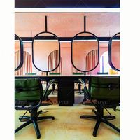 Meubles de salon pliables modernes en acier inoxydable avec miroir et étagère de beauté pour salon de coiffure et barbier