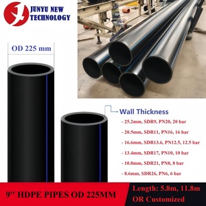 <span class=keywords><strong>Tuyau</strong></span> flexible en polyéthylène haute densité (HDPE) PN10 PN16 de 225 <span class=keywords><strong>mm</strong></span> de grand <span class=keywords><strong>diamètre</strong></span>, personnalisable, pour l'alimentation en eau et les produits chimiques industriels - Product Image 1