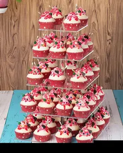В собранном виде 5 уровня акриловые награды подставка для свадебного торта премиум кекс держатель день рождения Акриловые Кекс башнеобразная