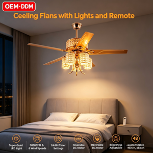 Ventilateur de plafond LED avec lumière, télécommande, 6 vitesses, moteur BLDC silencieux, montage encastré pour la maison, le salon, la chambre à coucher - Product Image 1