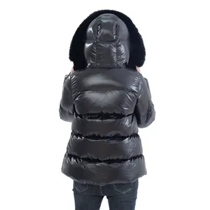 OEM 겨울 여성 블랙 후드 다운 방수 후드 퍼퍼 퀼트 자켓 숙녀 캐주얼 따뜻한 코트