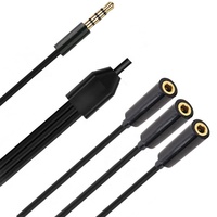 Câble adaptateur audio 3,5 mm (1/8 po) TRS 4 pôles/3 anneaux mâle vers 3x femelle stéréo pour transmission de données vidéo auxiliaire