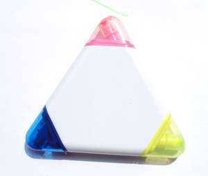Stylo surligneur promotionnel 3 en 1, marqueurs à pointe plate en feutre avec logo personnalisé en forme de cercle en forme de triangle pour la papeterie scolaire - Product Image 4