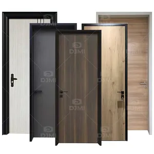 Oshan-puerta interior de madera hecha a medida con marco de metal, marco de metal incombustible para hotel