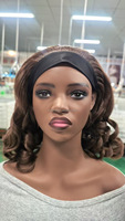 Perruque synthétique 14 pouces à ondulations rebondissantes et bouclées avec bandeau, petites boucles moelleuses, résistante à la chaleur, pour femmes noires africaines, en fibre, pas chère