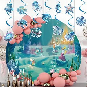 Décorations d'<span class=keywords><strong>anniversaire</strong></span> sur le thème des animaux marins, décorations suspendues en forme de spirale avec des poissons pour un thème sous-marin, fournitures et décorations de fête sur le thème de l'océan - Product Image 5