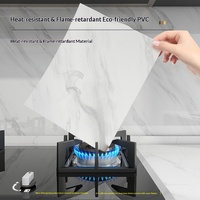 Stiker Film Marmer Palsu Tahan Panas dan Tahan Minyak untuk Dinding Dapur Modern, Perekat Sendiri, untuk Kabinet, Kompor, dan Meja Dapur (PET)