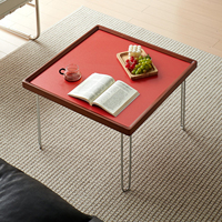 Table basse d'appoint Yule Square Bauhaus Nordic Vintage en acier inoxydable et bois avec étagère, mobilier pour la maison